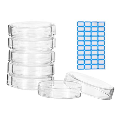 PATIKIL 5Pcs Glass Petri Dish w/Lid, 60mm H Autoclavable Culture Dishes - size: 60 mm