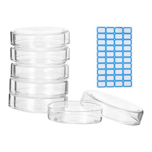PATIKIL 5Pcs Glass Petri Dish w/Lid, 60mm H Autoclavable Culture Dishes - size: 60 mm