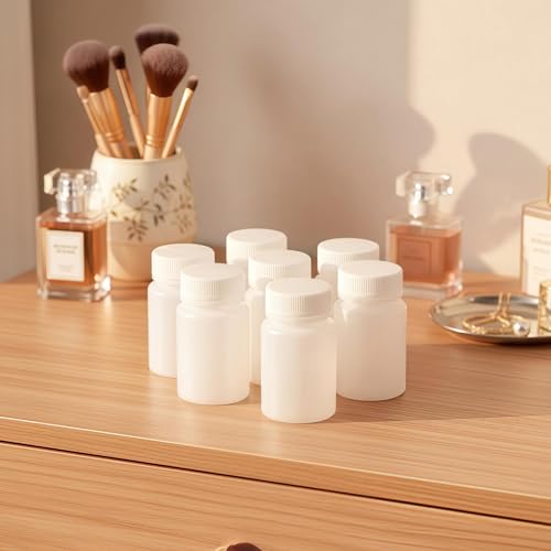 50PCS White Empty Solid Plastic Bottle Case Holder Container Vials Box with Screw Cap for Powder Sample Storage (50ml/1.67oz)