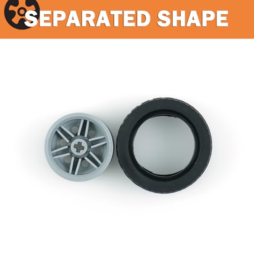 MALEKO 8 PCS Wheels and Tires Set, Tires Dia. 43.2X22mm&Rim Dia. 30.4X 20mm Compatible with Major Brand Technical Building Block Pieces and Parts - color: Black No.2