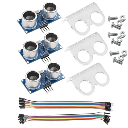 3PCS HC-SR04 Ultrasonic Sensor Module Distance Measuring Sensor Module Ultrasonic Ranging Module + 3 Sets Mounting Bracket with Cable