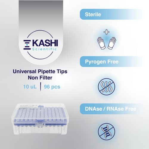 Kashi Scientific 10 uL Universal Racked Laboratory Pipette Tips, Sterile Dnase/Rnase Free, Pyrogen Safe [10ul, Non-Filtered, 960 Tips] - color: Non-Filter, size: 10uL