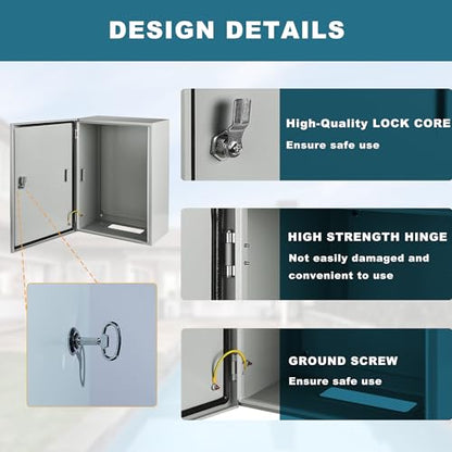 Waterproof Electrical Enclosure 20 x 20 x 6'', Outdoor Electrical Box Weatherproof, Electrical Junction Box with Reinforced Lock - size: 20 x 20 x 6''