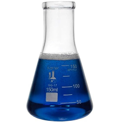 150ml Narrow Mouth Erlenmeyer Flask, 3.3 Borosilicate Glass, Karter Scientific 213G27 (Single) - size: 150ml, style: Pack of 1