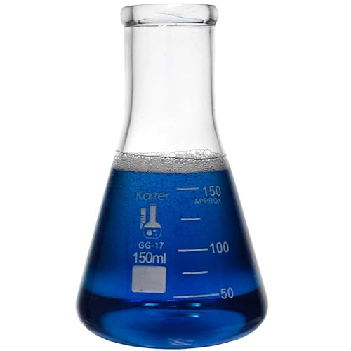 150ml Narrow Mouth Erlenmeyer Flask, 3.3 Borosilicate Glass, Karter Scientific 213G27 (Single) - size: 150ml, style: Pack of 1