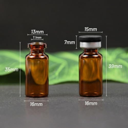 100 Pack 3ml Amber Glass Vials with Black Caps – 1 Dram Lab Headspace Vials, 13mm Neck Diameter, Includes Flip Top Caps and Self-Sealing Rubber Stoppers for Laboratory, Sample Storage - color: Amber Vial Black Cap, size: 3ml