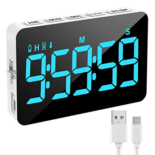 Samshow Rechargeable Digital Kitchen Timer, Ice Blue, 5 Inch - color: Blue