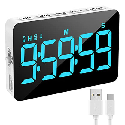 Samshow Rechargeable Digital Kitchen Timer, Ice Blue, 5 Inch - color: Blue