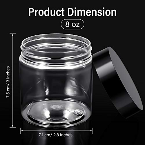 Patelai 4 Pcs Plastic Jars with Lids, Black, 8 oz, Wide Mouth - color: Black, size: 8 oz