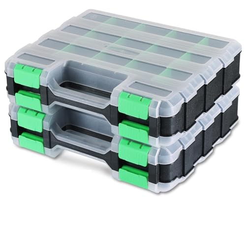 NYXOVA 2 Pcs Small Parts Organizer, Hardware Organizer Box - color: Green
