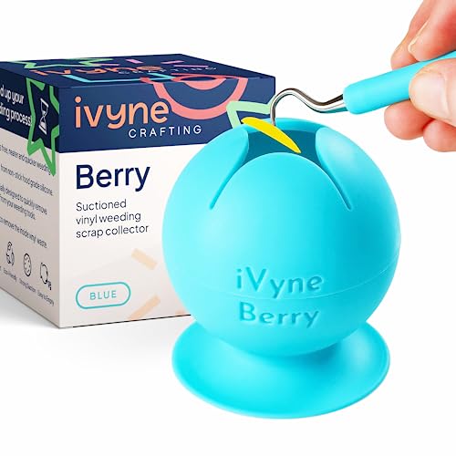 iVyne Berry Suctioned Vinyl Weeding Scrap Collector | Versatile Multi-Surface Suction & Anti-Spill Vinyl Scrap Collector w/Soft and Flexible Silicone to Protect your Weeding Tools | Blue, 1 Pack - color: Blue