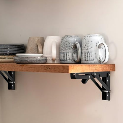 Ravinte Matte Black Folding Shelf Brackets, 22 Inch, 2 Pack - size: 22 Inch