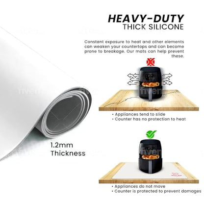 Large White Heat Resistant Mat For Kitchen Countertop, 23"x15" - color: Translucent White