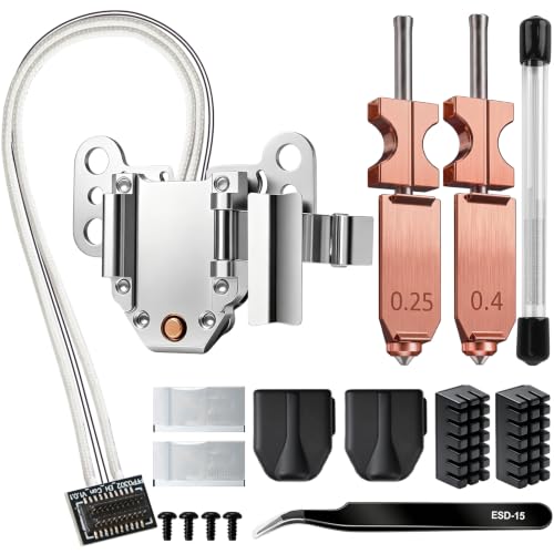 2PCS 0.25/0.4MM AD5X Nozzle Kit and 1PCS Hotend Heating Assembly Kit, All Metal Quick-Detachable Nozzle Kit, 600mm/s High-Speed, with 2 Silicone Sock, 2 Nozzle Brush, 20 Cleaning Needles, Tweezer - size: 30PCS