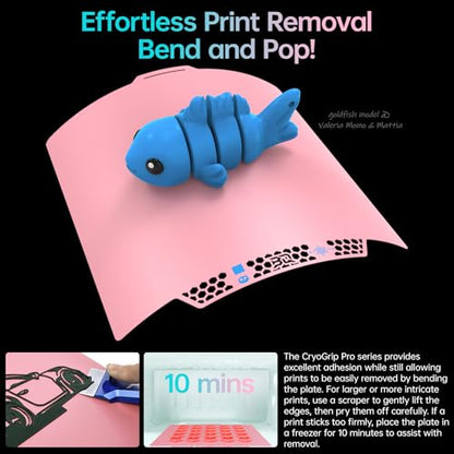 BIQU CryoGrip Pro Glacier Pink Compatible with Bambu-Lab P1S/P1P/P2S/X2D/X1C/X1E/A1 3D Printers 257x257MM Panda Build Plate Double Sided Upgrade Removable Surface Platform - color: Glacier-Pink, size: P1/P2/X1/A1/X2D