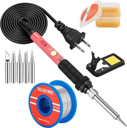 Soldering Iron Kit, 60W Soldering Iron with 5pc Interchangeable Tips, 10-in-1 Adjustable Temperature Solder Welding Tools, Fast Heating, Electronic Repair, 110V - color: 10-in-1 New