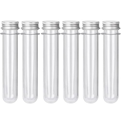 6PCS Plastic Test Tubes with Screw Caps 45ml Clear Tubes for Scientific Experiments, Party Decoration, Sample, Candy, Bath Salt, Storage