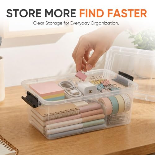 Superio 1.05 Quart Mini Clear Plastic Storage Container with Lid, Stackable Small Organizer Box for Crayons, Art Supplies, Beads, Sewing, Stationery & Food Storage, 1 Pack - size: 1.05 Quart