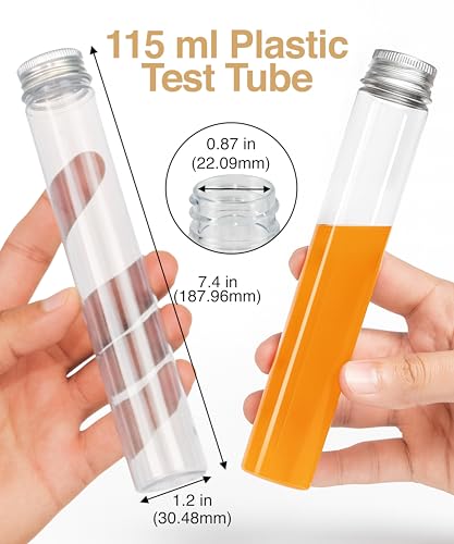 Berenti Clear Plastic Test Tubes with Screw Top Lids, 20 Pack, 115 ml - style: 115 ML (20 Pcs)