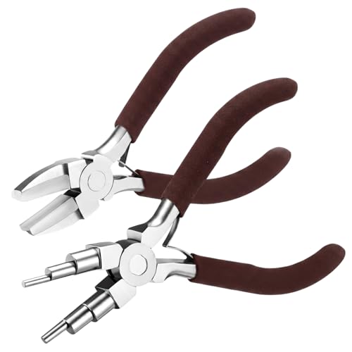 Mudder 2 Pcs Jewelry Making Tool 6 in 1 Bail Making Plier,Brown - color: Brown