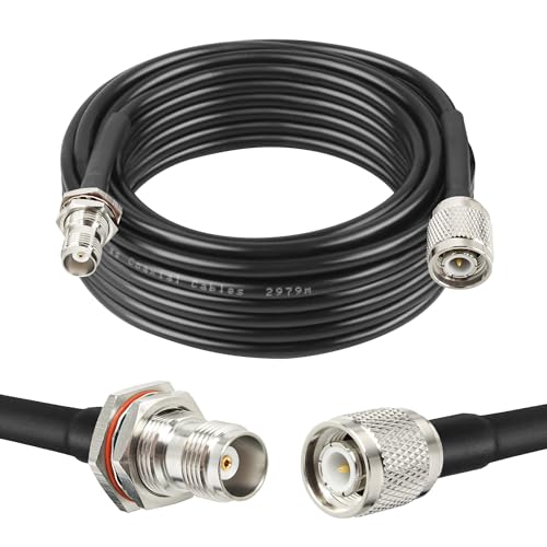 MOOKEERF RG58 TNC Cable 25FT,Low Loss TNC Male to Female Bulkhead Mount Coax Jumper Cable 50 ohm for Radio Scanner,CB Radio,Wi-Fi Radios,GPS Antenna,RF Device,Broadcast - size: 25FT