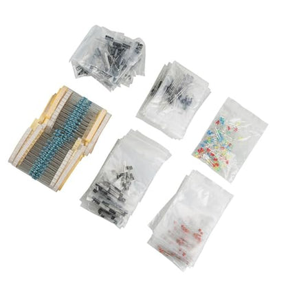 Generic Electronic Components Kit with 100 LEDs 600 Resistors 120 Electrolytic 300 Ceramic Capacitors 100 Diodes 170 Transistors Assortment Hobbyists Repair Shops