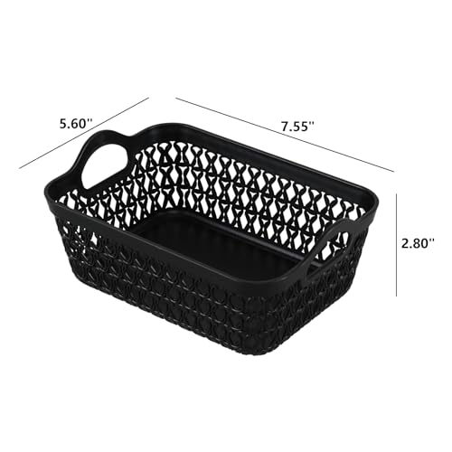 12-Pack Plastic Shallow Storage Baskets Trays, Mini Desktop Basket, Black - size: Small