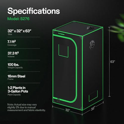 VIVOSUN 32"x32"x63" Grow Tent Highest Reflective Mylar Indoor Tent - size: 32"x32"x63"