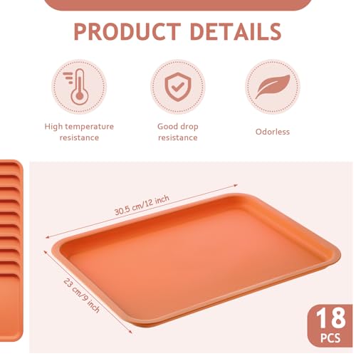 Gerrii 18 Pcs Plastic Fast Food Tray Bulk, Orange, 12 x 9 Inch - color: Orange, size: 12 x 9 Inch