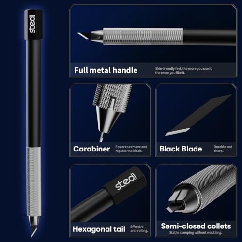 stedi Craft Hobby Knife Kit, Model Hobby Making Tools, All Metal Precision Craft Knife with 20PCS Blades for Gundam, Scale Military Model, 3D Resin Parts - color: Black