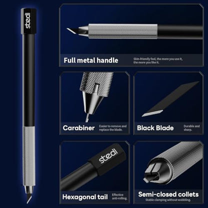 stedi Craft Hobby Knife Kit, Model Hobby Making Tools, All Metal Precision Craft Knife with 20PCS Blades for Gundam, Scale Military Model, 3D Resin Parts - color: Black