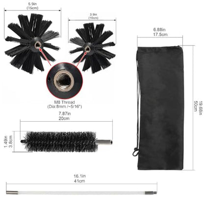 30 Feet Dryer Vent Cleaning Brush Kit, Multi-Purpose lint Cleaning Brush with 4" and 6" Brush Head, Professional Lint Cleaning Accessories for Chimneys, Ducts, Dryers, Crevices