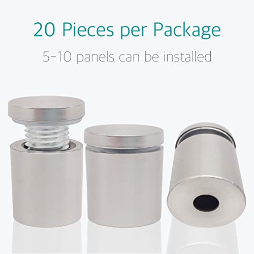 Lantee 20 Pcs Sign Standoffs, 3/4 x 3/4 Inch (19x20mm) Stainless Steel Standoff Screws, Bulk Value Pack Wall Mount Hardware for Acrylic & Glass Signs, Brushed Finish Indoor Floating Display - color: Silver, size: 3/4" x 3/4" / 19 x 20mm