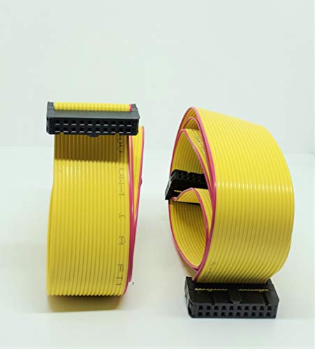 2-Pack IDC 2x10 20P 2.54mm Female Connector 40cm 16 Inches Length Yellow Flat Ribbon Cable, Double Rows 20 Pins 0.1” Pitch FC F/F (20P-40cm-2PK) - size: 20P-40cm-2PK