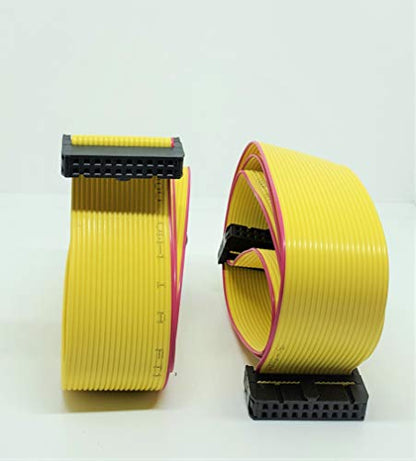 2-Pack IDC 2x10 20P 2.54mm Female Connector 40cm 16 Inches Length Yellow Flat Ribbon Cable, Double Rows 20 Pins 0.1” Pitch FC F/F (20P-40cm-2PK) - size: 20P-40cm-2PK
