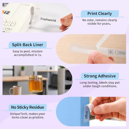 4-Pack Replace for Casio Label Maker Tape 9mm XR-9X4 XR-9X Clear Laminated - color: Clear (Transparent)