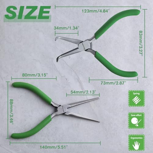 SPEEDWOX 2PCS Mini Bent & Straight Nose Pliers Set, 5-Inch for Jewelry, DIY - style: 2 x needle nose pliers