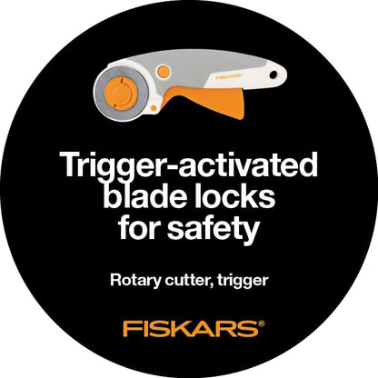 Fiskars 45mm Curved Stick Easy-Change SoftGrip Rotary Cutter for Fabric - color: Easy Change, size: 45mm