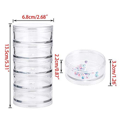 Hipiwe 2 Packs 5-Slot Clear Plastic Storage Jars Jewelry Beads Organizer - size: 2Packs 2.68"D x 5.31"H