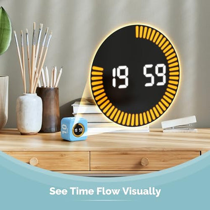 KADAMS Visual Timer – Cube Pomodoro Timer, LED Countdown Ring & Count Up Mode, Silent Flip Productivity Timer for Study, Classroom, Office, Cooking (Blue 5-10-25-50 min) - color: Blue 5-10-25-50 Min
