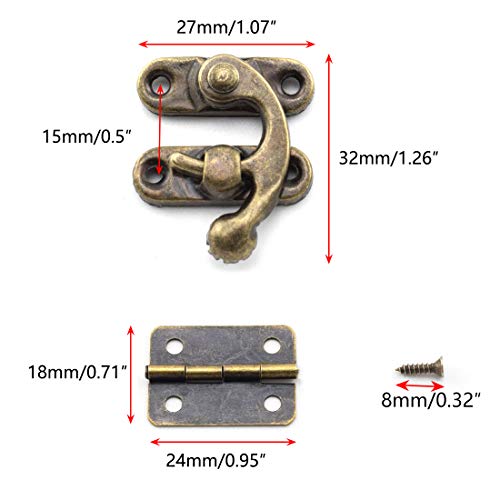 SDTC Tech Retro Design Jewelry Box Hardware Kit (2X Hasp Catch + 4X Hinges) - color: C2S4 KIT