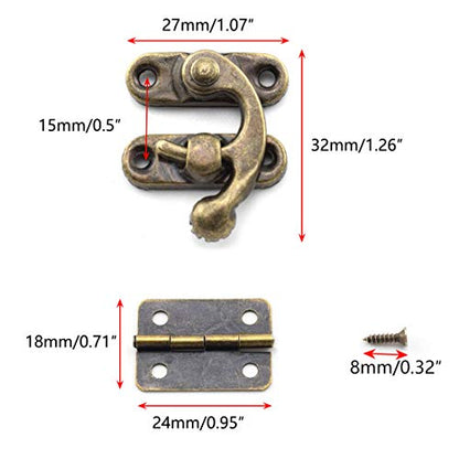 SDTC Tech Retro Design Jewelry Box Hardware Kit (2X Hasp Catch + 4X Hinges) - color: C2S4 KIT