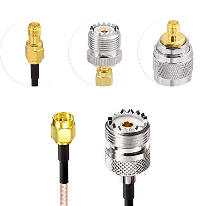 Superbat SMA Male to SO239 RF Coaxial Coax Cable 6inches + 3pcs Adapter Kit, SMA to UHF Cable + SMA to SO239/PL259 Adapter Kit for RF Applications/CB Radio/Handheld Radio Antenna/Walkie Talkie etc - size: 6 in
