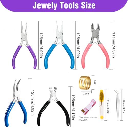 5pcs Jewelry pliers Professional Jewelry Making Pliers Tool Kit - color: 5pcs-ch Mix Color