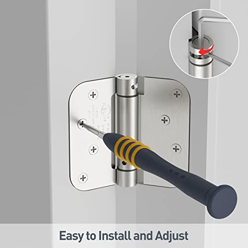 HOSOM 4 Pack Self Closing Door Hinges 4 Inch Spring Hinges, Brushed Nickel - color: Brushed Nickel-5/8'', size: 4" 4 Pack