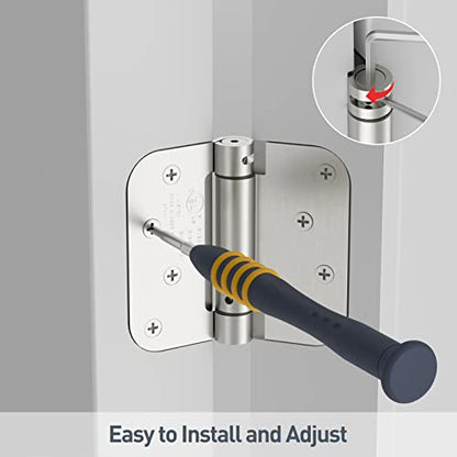 HOSOM 4 Pack Self Closing Door Hinges 4 Inch Spring Hinges, Brushed Nickel - color: Brushed Nickel-5/8'', size: 4" 4 Pack