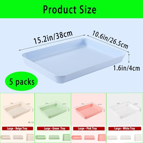 5Pcs Large Activity Plastic Art Trays, 15.2 x 10.6 x 1.6In, Kid's Activity Tray,Bin Letter Size Paper Tray for Classroom Stackable File Organizer for School Office Teacher Book Organization（Colorful）