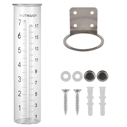 7" Capacity Rain Gauge Stainless Steel Fence Mounting Bracket with Rain Gauge Replacement Tube Glass for Outdoor Garden Yard Home, Lip Design, Best Rated, Easy to Read - size: 1Pcs Replacement Tubes + Mounting Bracket