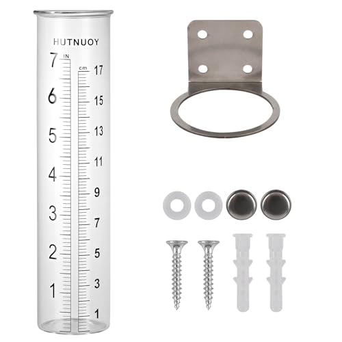 7" Capacity Rain Gauge Stainless Steel Fence Mounting Bracket with Rain Gauge Replacement Tube Glass for Outdoor Garden Yard Home, Lip Design, Best Rated, Easy to Read - size: 1Pcs Replacement Tubes + Mounting Bracket