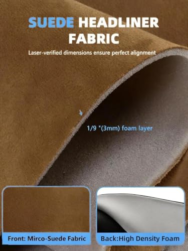 Brown Suede Headliner Fabric - 96" L × 60" W Auto Head Liners, Fabric Tube Packaging with Foam Backing for Cars, Trucks, SUVs, RVs, Boats - Home Repair/DIY Headliner Material - color: Dark Brown, size: 96"L×60"W